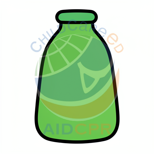 Green bottle with rounded cap