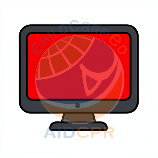 Black computer with red display