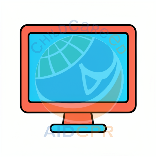 Blue screen computer with red frame