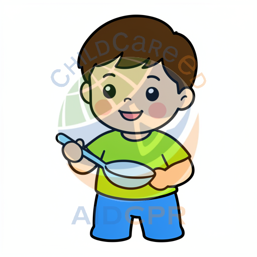 Boy smiling while holding spoon
