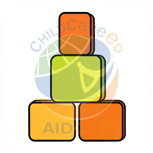 Three bright blocks stacked high