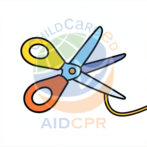 Scissors cutting a yellow string