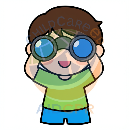 Child using binoculars to explore