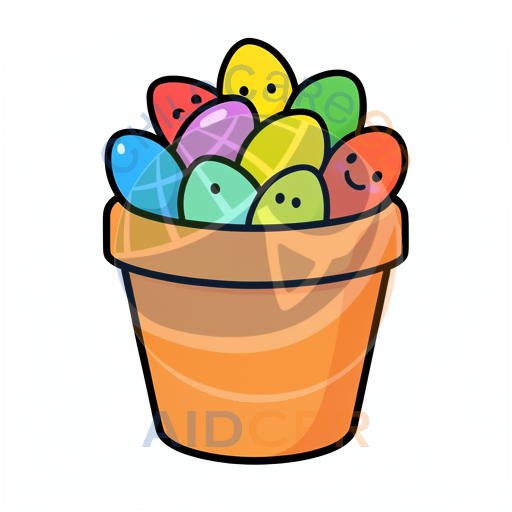 Happy Easter eggs in a pot