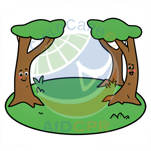 Two smiling trees on a green patch