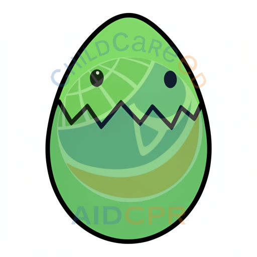 Green egg with smiling face hatching