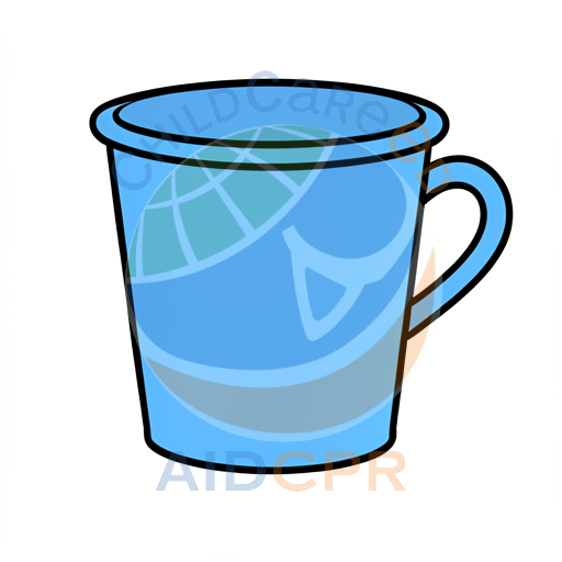 Blue cup with handle for drinking