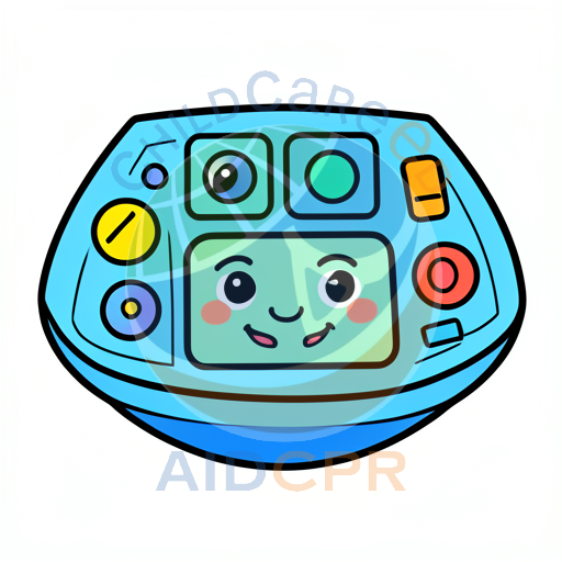 Happy blue game controller with smiling face