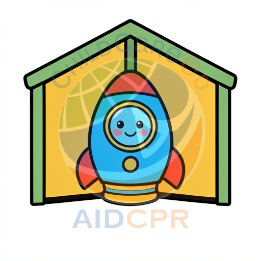 Cute rocket ship ready for launch