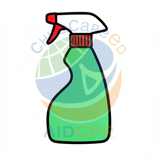 Green spray bottle with red trigger