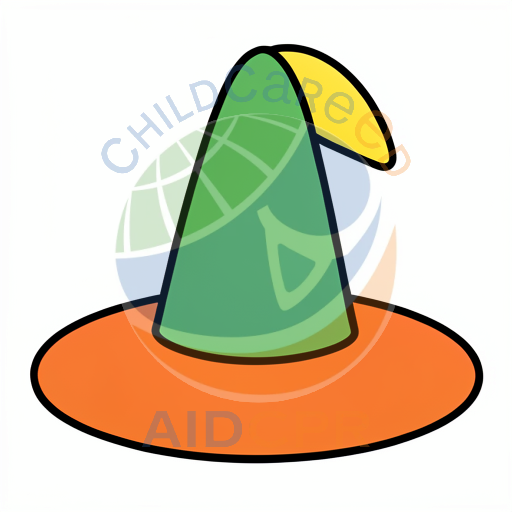Green witch hat with orange base