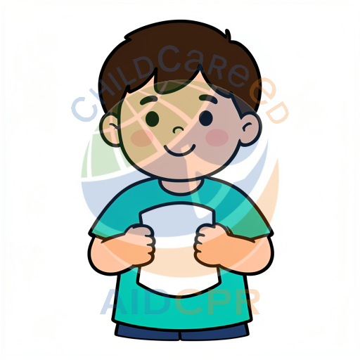 Child smiling while holding white object