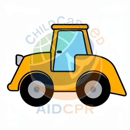 Yellow tractor with blue window