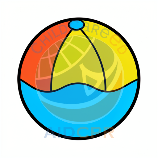 Brightly colored beach ball with wavy pattern