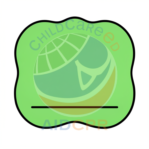 Green wavy-edged shape with horizontal line - ChildCareEd