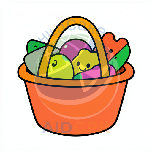 Happy Easter basket with smiling eggs