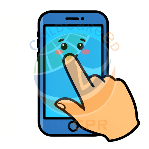 Hand tapping smiling phone screen
