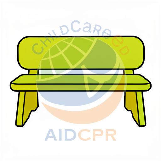 Yellow bench with rounded backrest