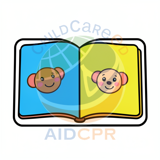 Open book with two smiling monkey faces