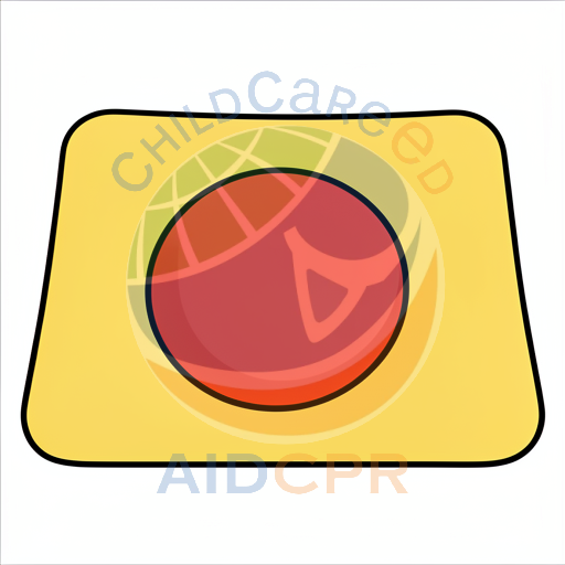 Yellow button with red circle