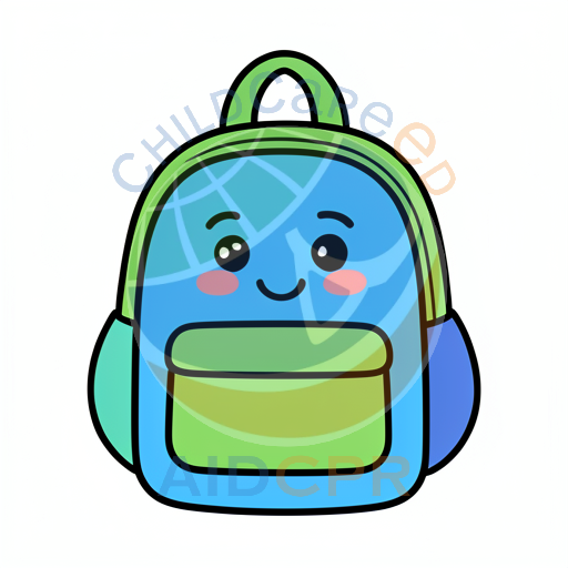 Cute blue backpack with smiling face