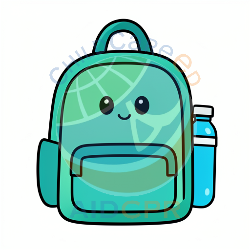 Cute teal backpack with smiling face