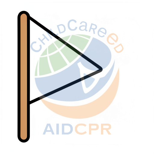 Triangle flag with brown pole pointing right silhouette - ChildCareEd