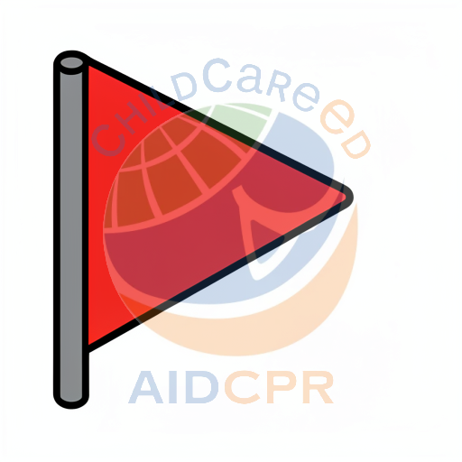 Red triangular flag on grey pole - ChildCareEd