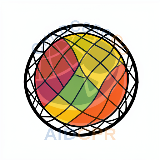 Colorful segmented sphere with bold lines