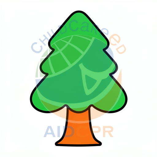 Green tree with orange trunk