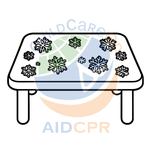 Blue table with snowflake patterns coloring page