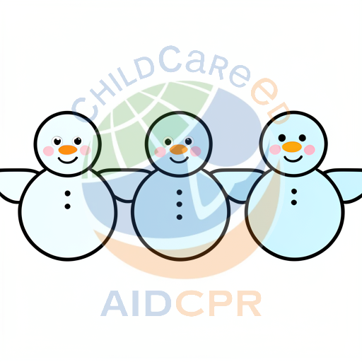 Three smiling snowmen standing side by side