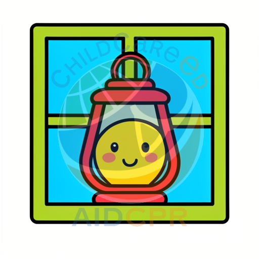 Happy lantern smiling through window
