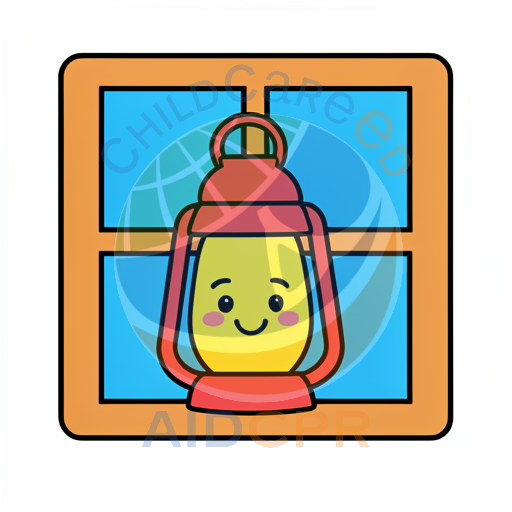 Happy lantern smiling from window