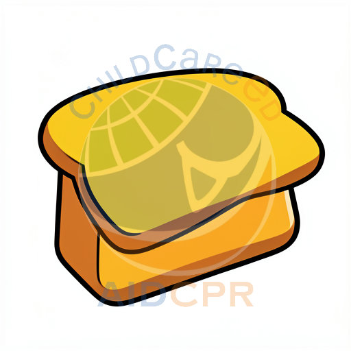 Yellow cheese slice on brown bread