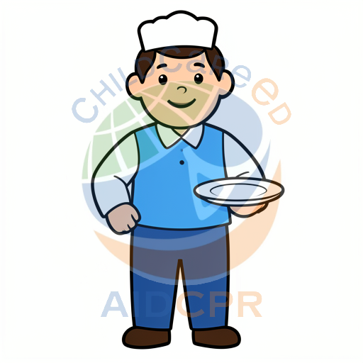 Smiling chef holding empty plate