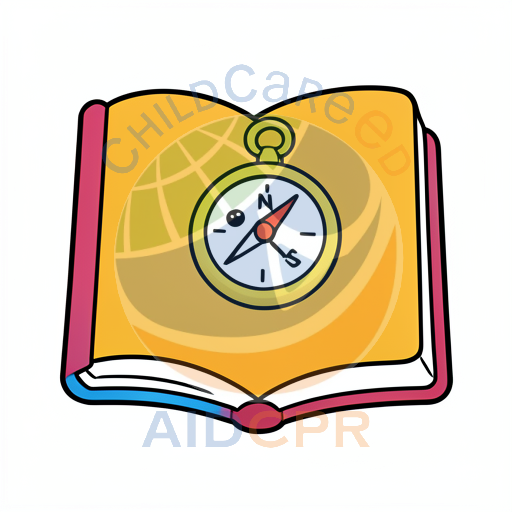 Open book with compass inside