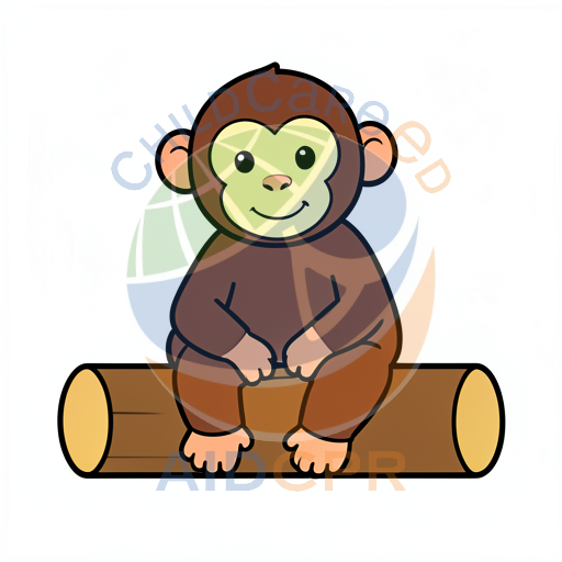 Happy monkey sitting on a log