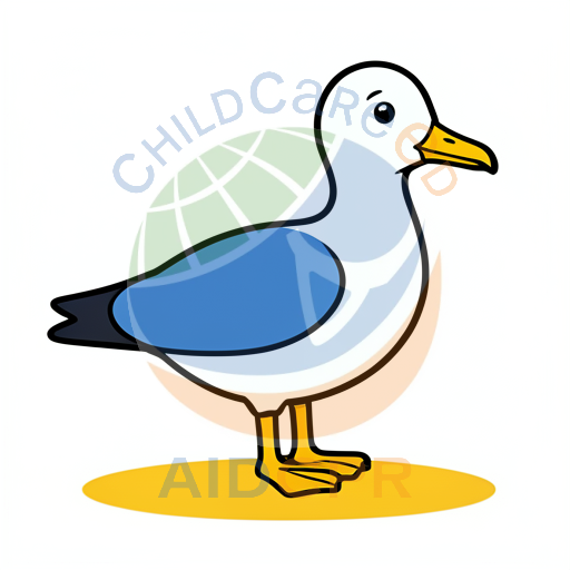 White seagull standing on yellow patch