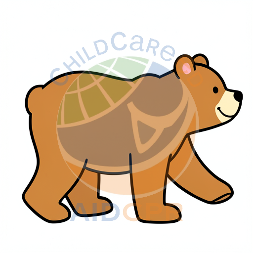 Brown bear walking with happy expression
