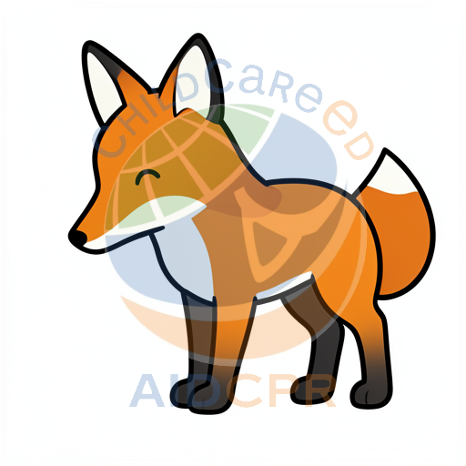 Cute fox standing with fluffy tail