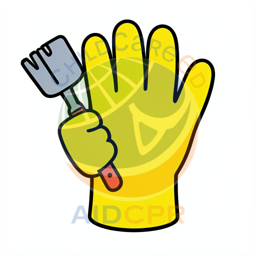 Yellow hand holding a paintbrush