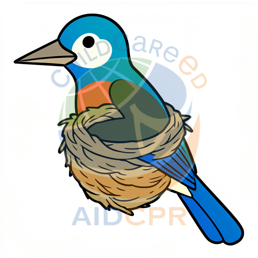 Blue bird sitting in a nest