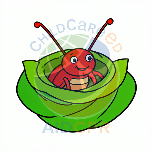 Happy red ladybug inside green leaf
