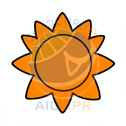 Bright orange sun with smiling rays