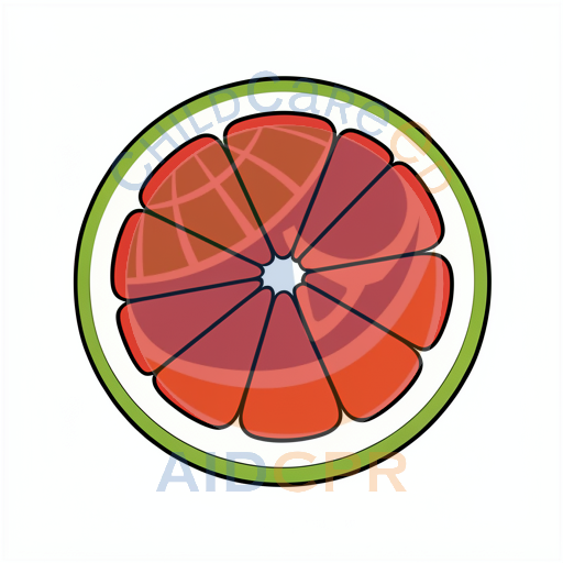 Sliced grapefruit with red segments