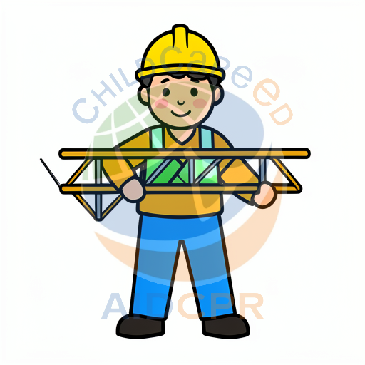 Happy construction worker holding level tool