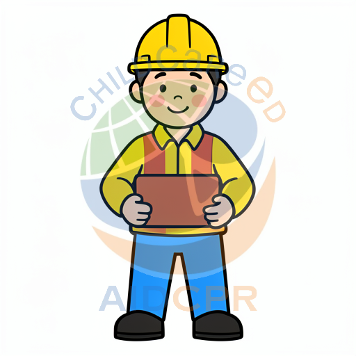 Happy construction worker holding toolbox