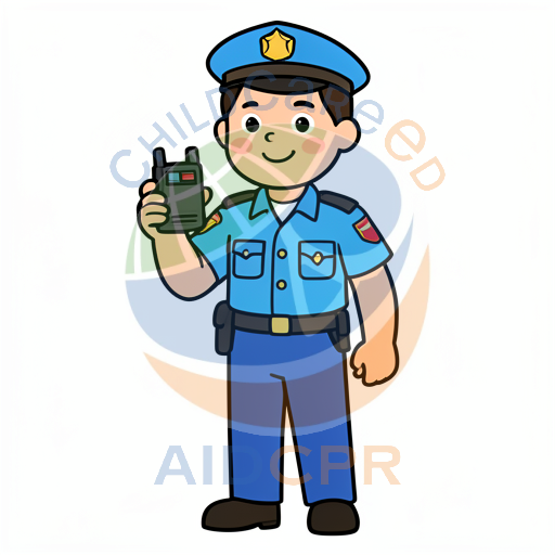 Smiling Cop Using Radio Communicator - ChildCareEd