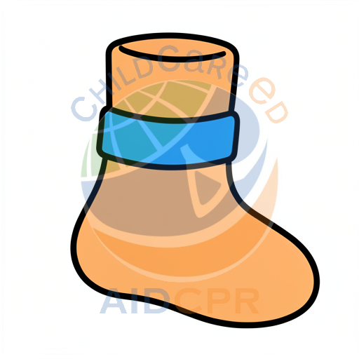 Orange sock with blue cuff